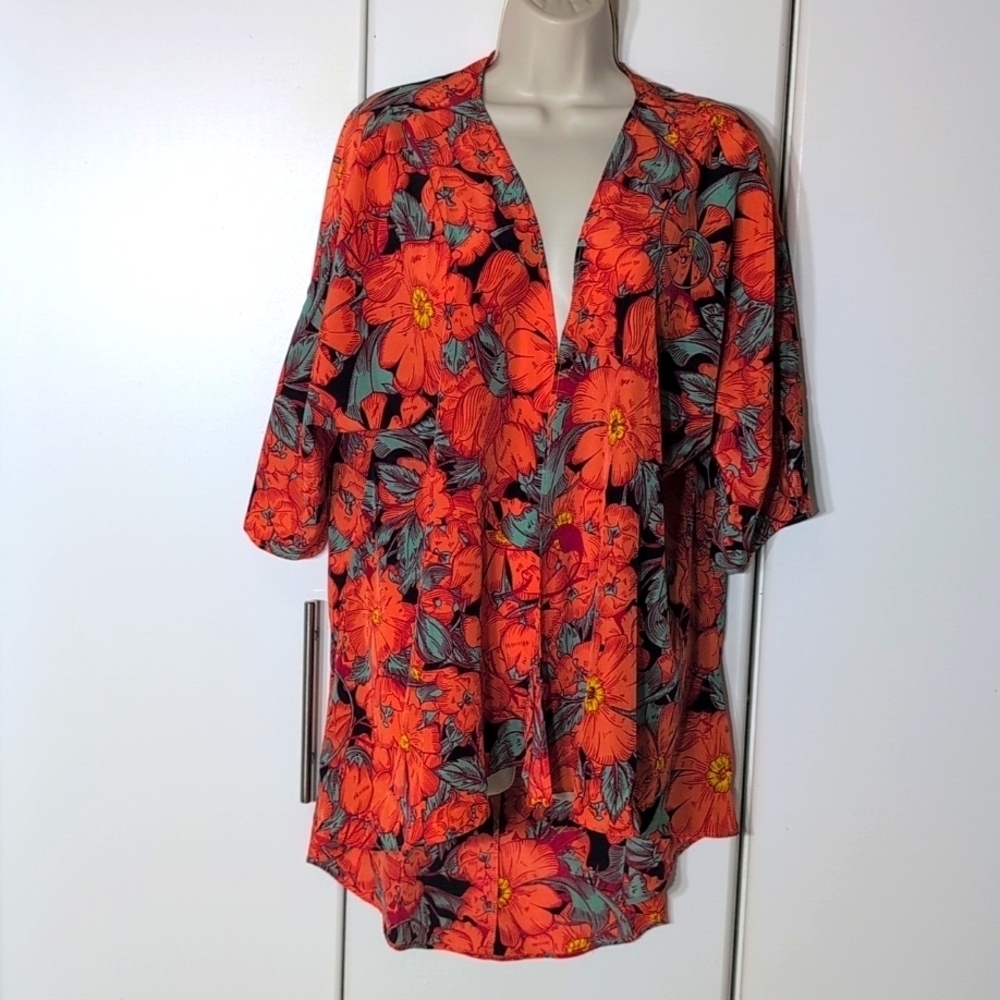 Lularoe Lindsay Fall Floral Cardigan Kimono Size Small